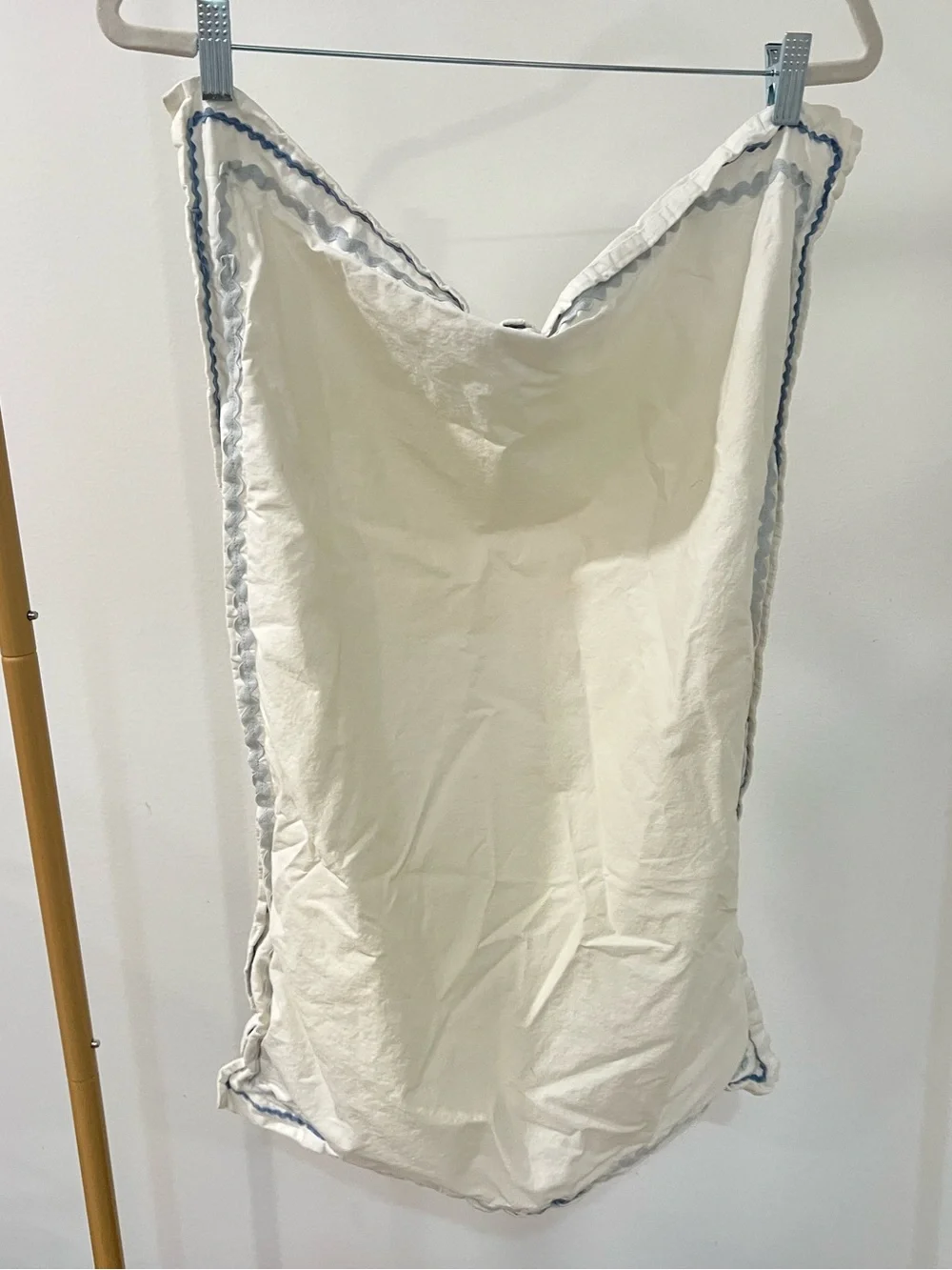 Pottery Barn Kids White Sham with Light Blue and Navy Rickrack